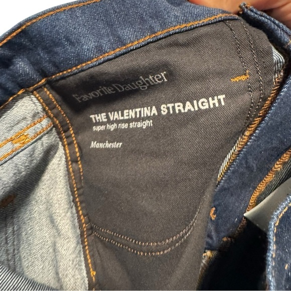 Favorite Daughter Valentina‎ Super High Rise Straight Jeans Manchester Dark 25 - Picture 6 of 8